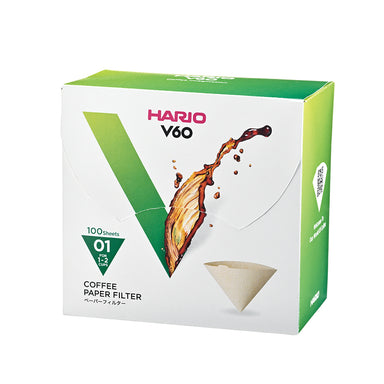 Hario V60 Coffee Filter Papers Size 01 - Brown - (100 Pack Boxed)