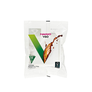 Hario V60 Coffee Filter Papers Size 01 - White (100 Pack Bag)