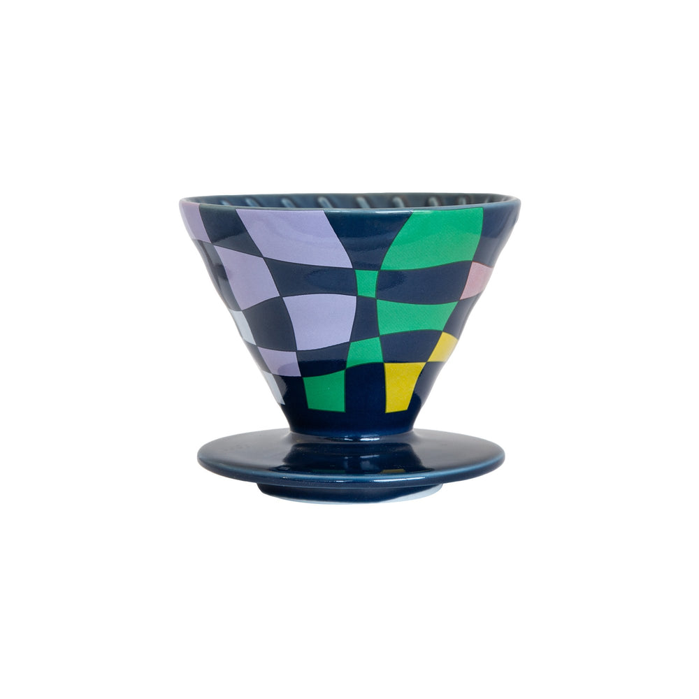 Hario V60 Artists Edition Ceramic Coffee Dripper - Cadi Lane - Chequered - Size 02