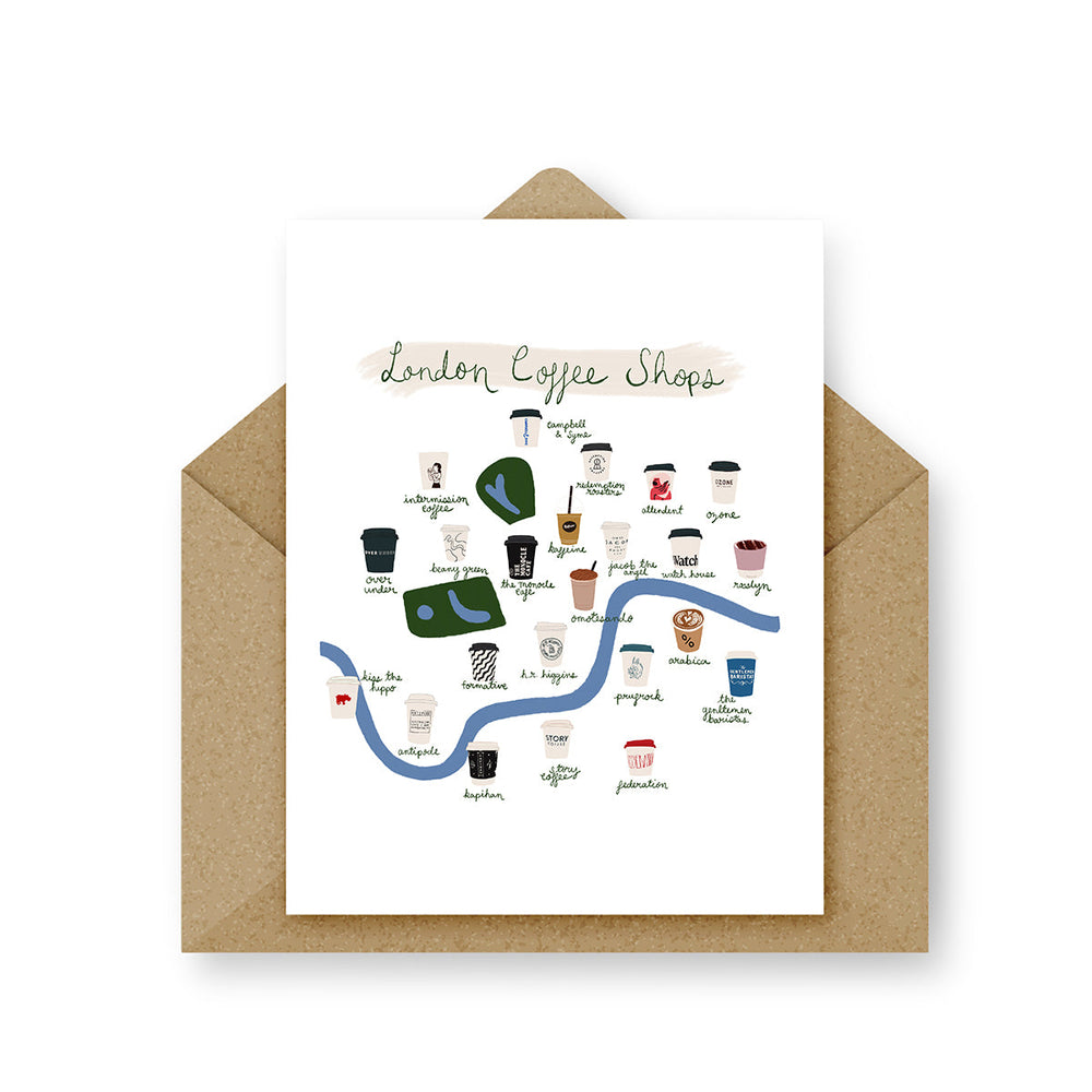 London Block by Block - London Coffee Greeting Card