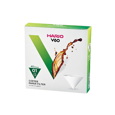 Hario V60 Coffee Filter Papers - Size 01 - White (40 pack)