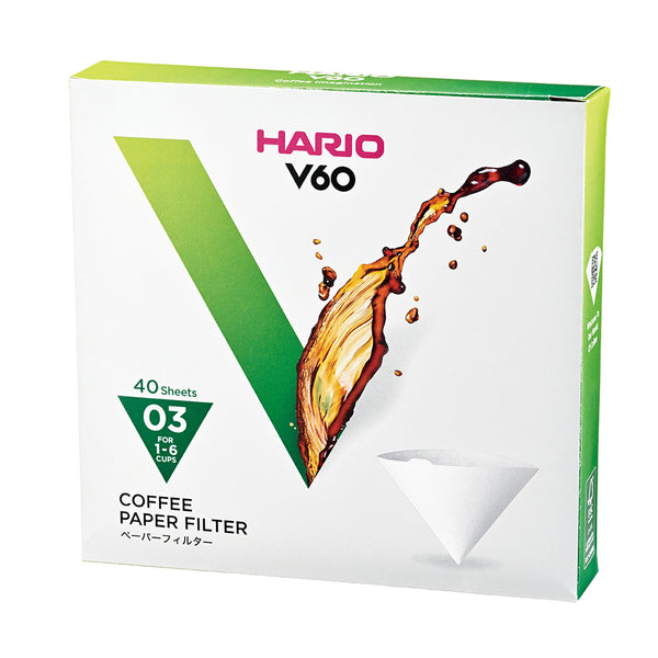 Hario V60 Lot De 40 Filtres à Café En Papier Taille 03 - Blanc - Fabriqué Au Japon