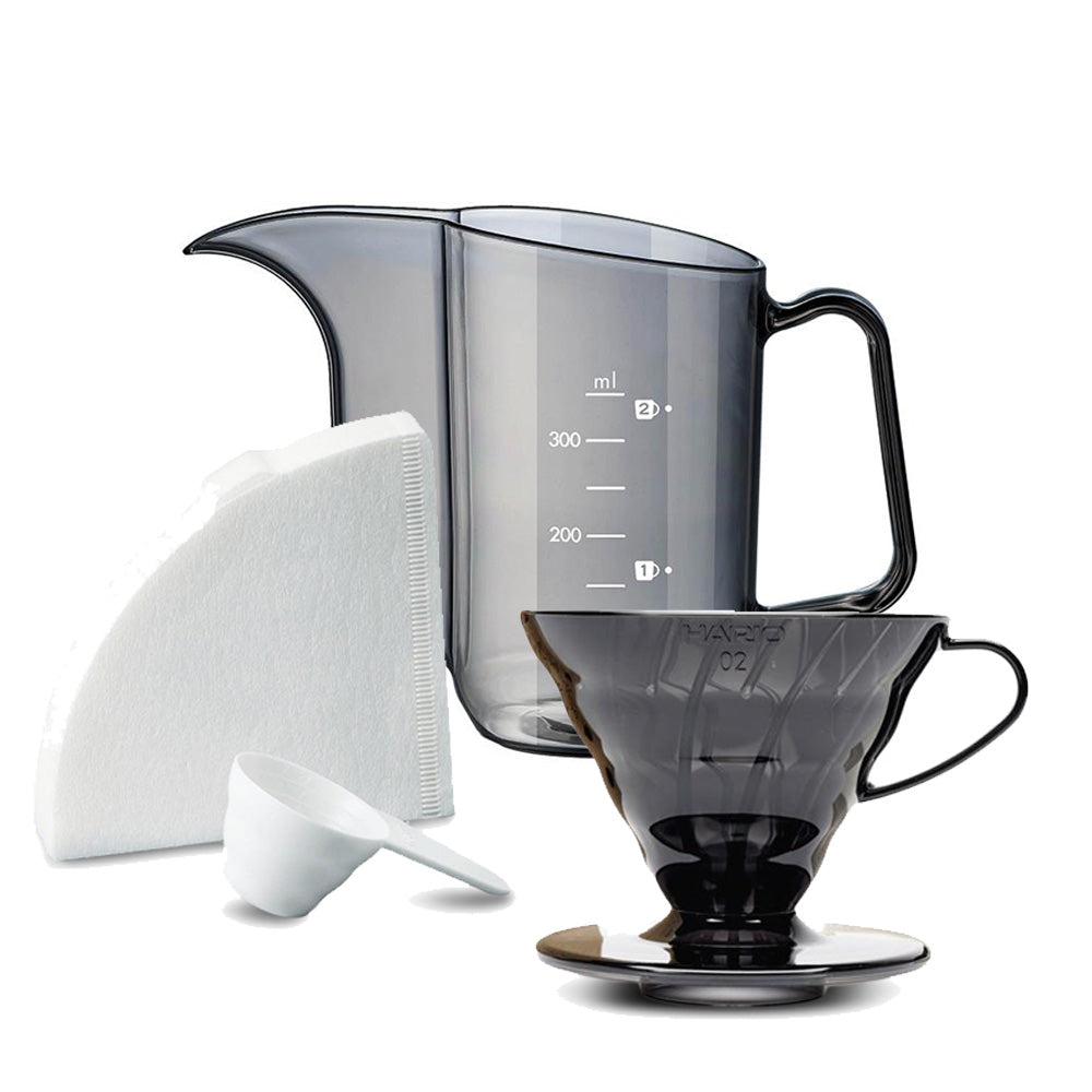 Hario V60 Coffee Dripper Set Transparent Black Size 02 + Hario V60 Dri