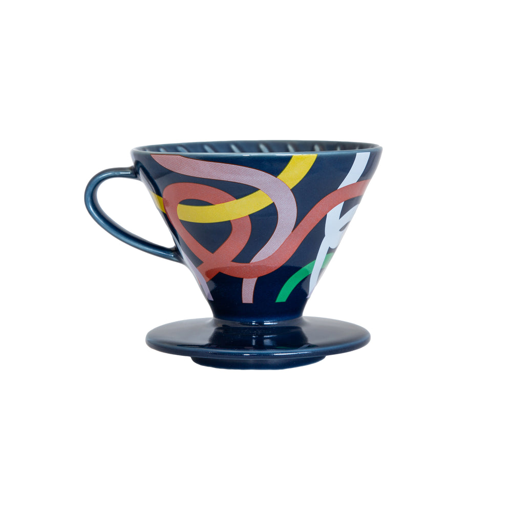 ﻿Hario V60 Artists Edition Ceramic Coffee Dripper - Cadi Lane - Squiggles - Size 02