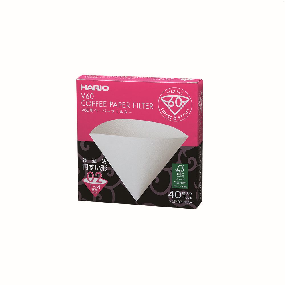 V60 Filter Papers Size 02 White (40 pack)