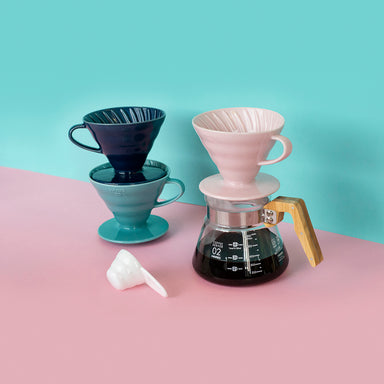 Hario V60 Glass Coffee Dripper Olive Wood - Size 02