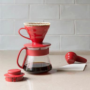 Hario V60 Ceramic Coffee Maker Kit Red - Size 01
